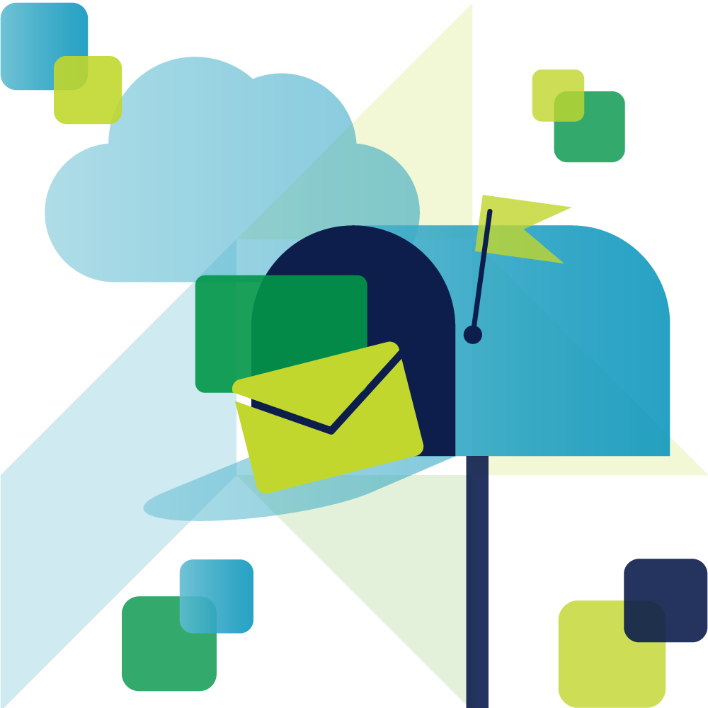 graphic representing email with company logo